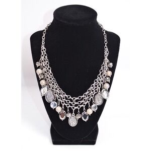 Vintage NY New York Layered Silver Tone Necklace Mixed Type‎ Dangles